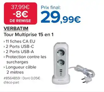 Costco VERBATIM Tour Multiprise 15 en 1 offre