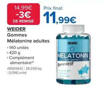 Costco WEIDER Gommes Mélatonine adultes offre