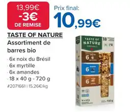 Costco TASTE OF NATURE Assortiment de barres bio offre