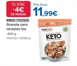 Costco INNO FOODS Granola sans céréales bio offre