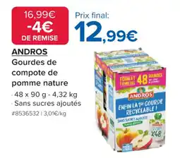 Costco ANDROS Gourdes de compote de pomme nature offre