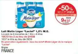 Monoprix Lait matin léger lactel 1,2% m.g. offre