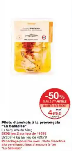 Monoprix Filets d'anchois à la provençale la sablaise offre