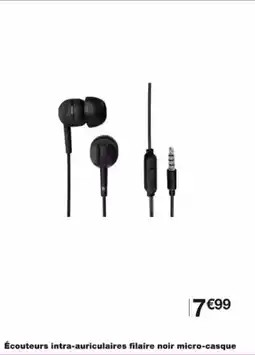Monoprix Écouteurs intra auriculaires filaire noir micro casque offre