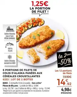 Thiriet 6 portions de filets de colin d'alaska panées aux céréales croustillantes offre