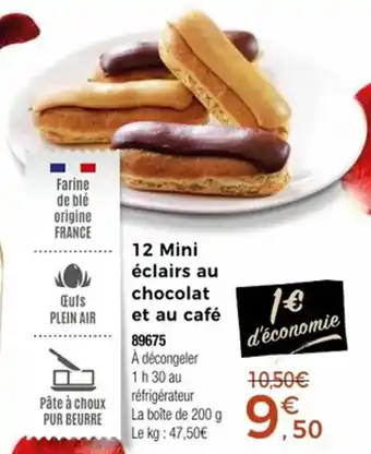 Thiriet 12 mini éclairs au chocolat et au café offre