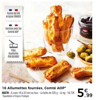Thiriet 16 allumettes fourrées comté aop offre