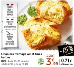 Thiriet 4 paniers fromage ail et fines herbes offre