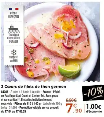 Thiriet 2 cœurs de filets de thon germon offre