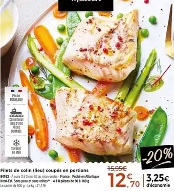 Thiriet Filets de colin lieu coupés en portions offre
