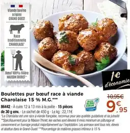 Thiriet Boulettes pur bœuf race à viande charolaise 15 % m.g. offre