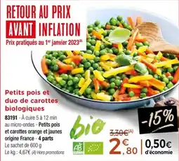 Thiriet Petits pois et duo de carottes biologiques offre