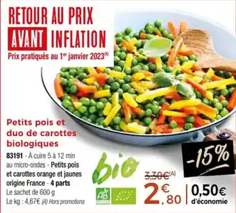 Thiriet Petits pois et duo de carottes biologiques offre