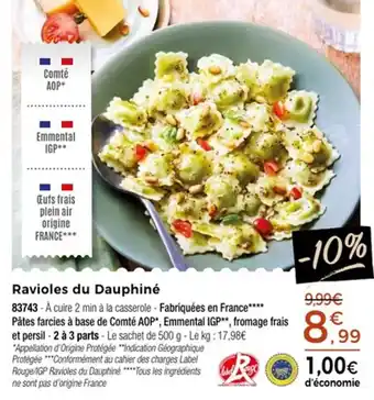 Thiriet Ravioles du dauphiné offre