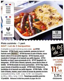 Thiriet Plats cuisinés 1 part offre