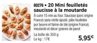 Thiriet 20 mini feuilletés saucisse à la moutarde offre