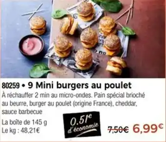 Thiriet 9 Mini burgers au poulet offre