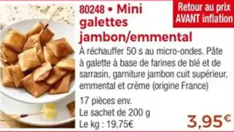 Thiriet Mini galettes jambon emmental offre