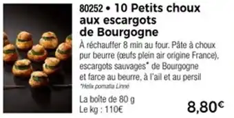 Thiriet 10 petits choux aux escargots de bourgogne offre