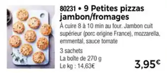 Thiriet 9 petites pizzas jambon fromages offre