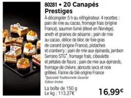 Thiriet 20 canapés prestiges offre