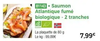 Thiriet Saumon atlantique fumé biologique 2 tranches offre