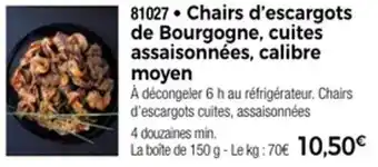 Thiriet Chairs d'escargots de bourgogne cuites assaisonnées calibre moyen offre