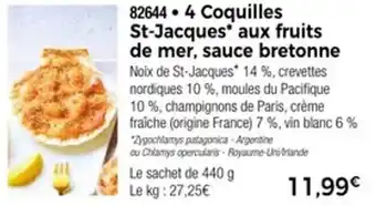 Thiriet 4 coquilles st-jacques aux fruits de mer sauce bretonne offre