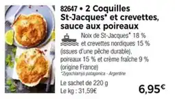 Thiriet 2 coquilles st-jacques et crevettes sauce aux poireaux offre