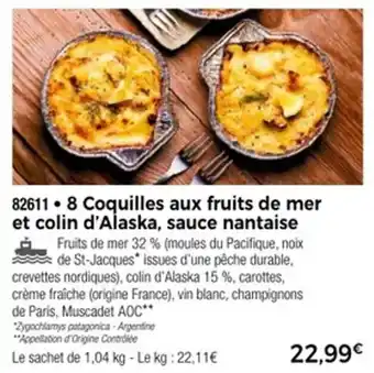Thiriet 8 coquilles aux fruits de mer et colin d'alaska sauce nantaise offre