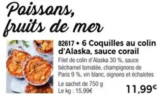 Thiriet 6 coquilles au colin d'alaska sauce corail offre