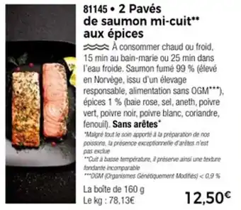 Thiriet 2 pavés de saumon mi-cuit aux épices offre