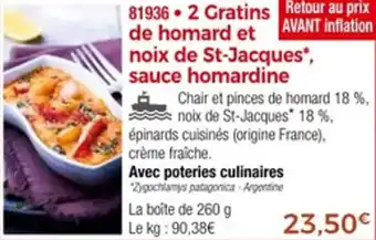 Thiriet 2 gratins de homard et noix de st-jacques sauce homardine offre