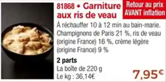 Thiriet Garniture aux ris de veau offre
