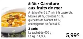 Thiriet Garniture aux fruits de mer offre