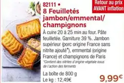 Thiriet 8 feuilletés jambon emmental champignons offre