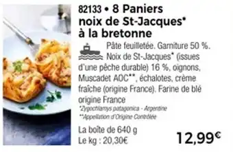 Thiriet 8 paniers noix de st-jacques à la bretonne offre