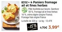 Thiriet 4 paniers fromage ail et fines herbes offre