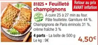 Thiriet Feuilleté champignons offre