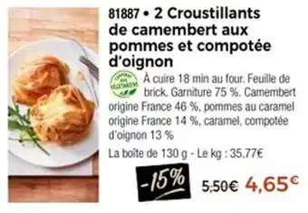 Thiriet 2 croustillants de camembert aux pommes et compotée d'oignon offre