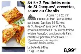 Thiriet 2 feuilletés noix de st-jacques crevettes sauce au chablis offre