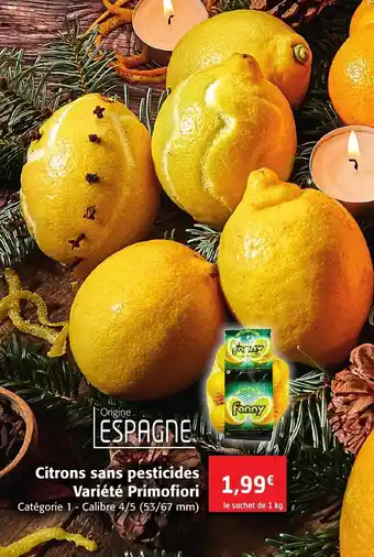 Colruyt Citrons sans pesticides Variété Primofiori offre