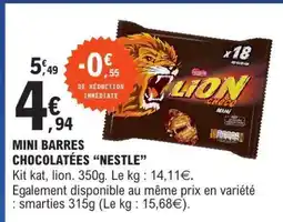 E.Leclerc MINI BARRES CHOCOLATÉES “NESTLE” offre