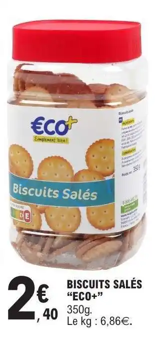 E.Leclerc BISCUITS SALÉS “ECO+” offre