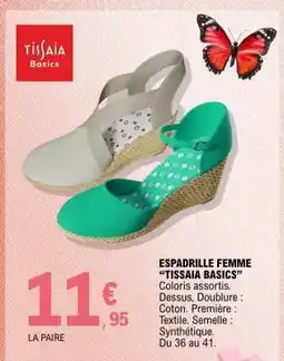 E.Leclerc ESPADRILLE FEMME 'TISSAIA BASICS' offre