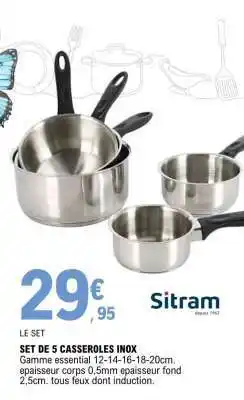 E.Leclerc SET DE 5 CASSEROLES INOX offre