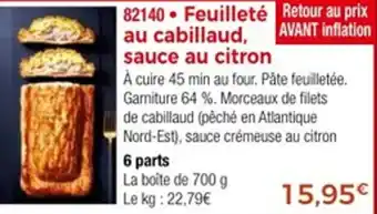 Thiriet Feuilleté au cabillaud sauce au citron offre