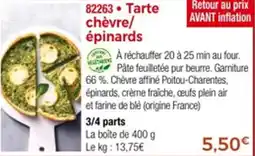 Thiriet Tarte chèvre épinards offre