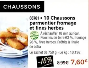 Thiriet 10 chaussons parmentier fromage et fines herbes offre