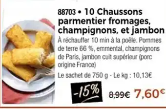 Thiriet 10 chaussons parmentier fromages champignons et jambon offre